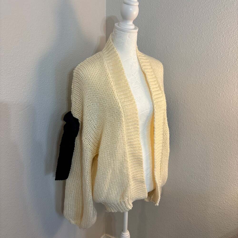Maeve Anthropologie Chunky Bow Sleeve Cardigan O/S